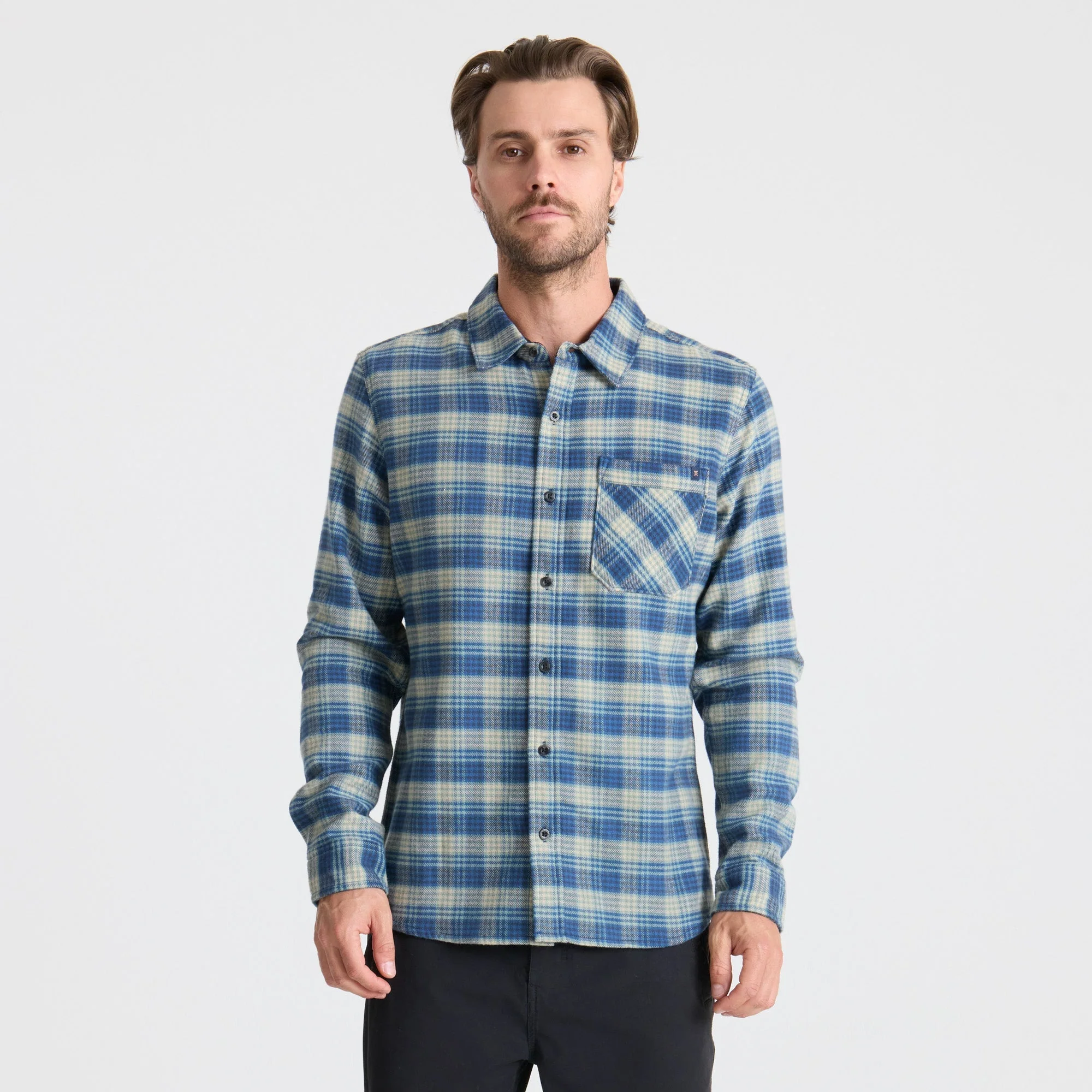 Crossroads Organic Cotton Flannel - Deep Blue - Image 6