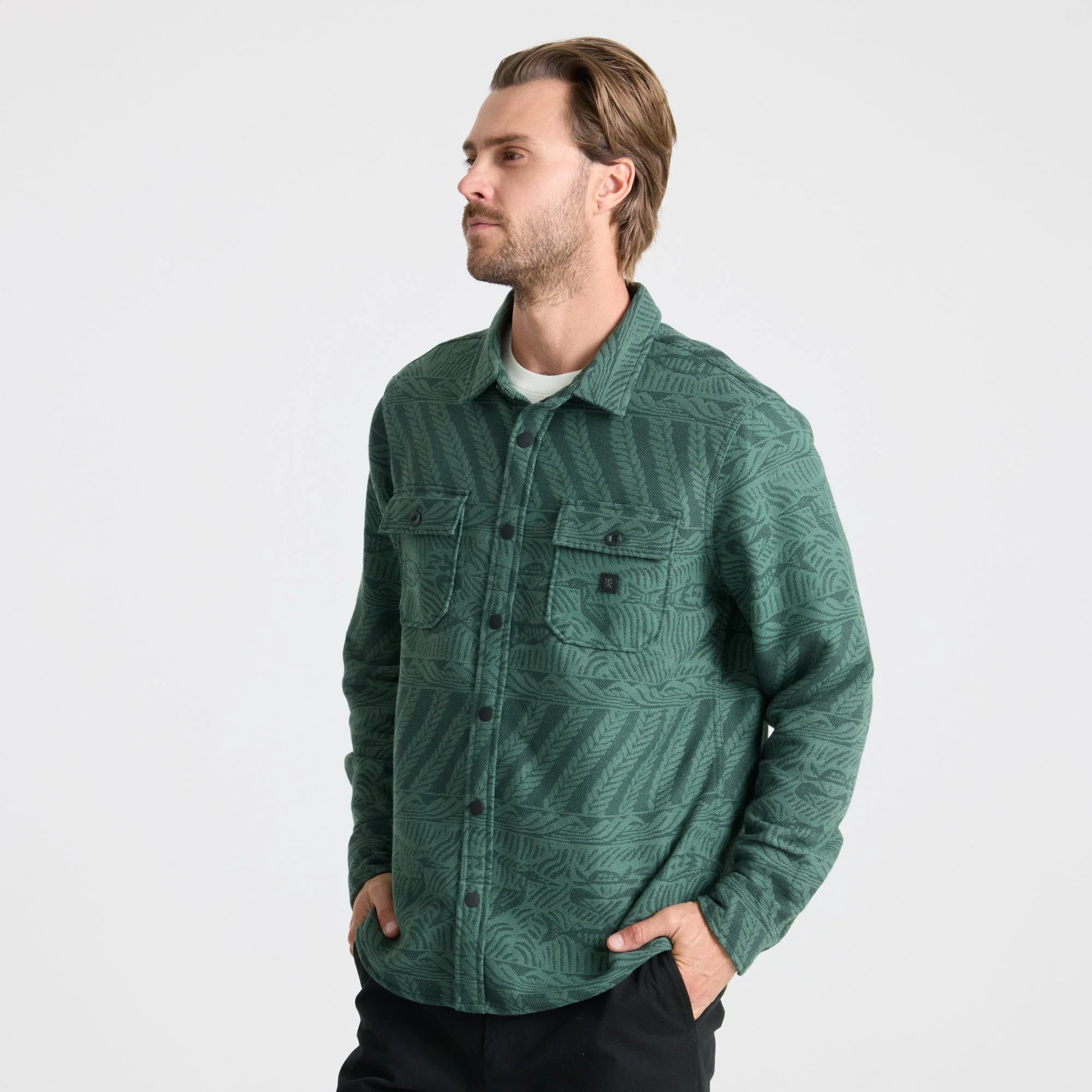 Nordsman Jacquard Long Sleeve Flannel - Dark Forest - Image 3