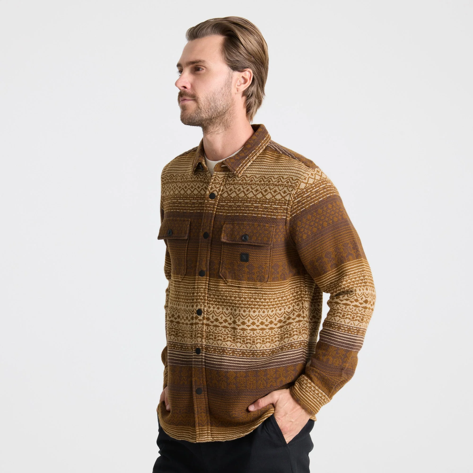 Nordsman Jacquard Long Sleeve Flannel - Otter - Image 3