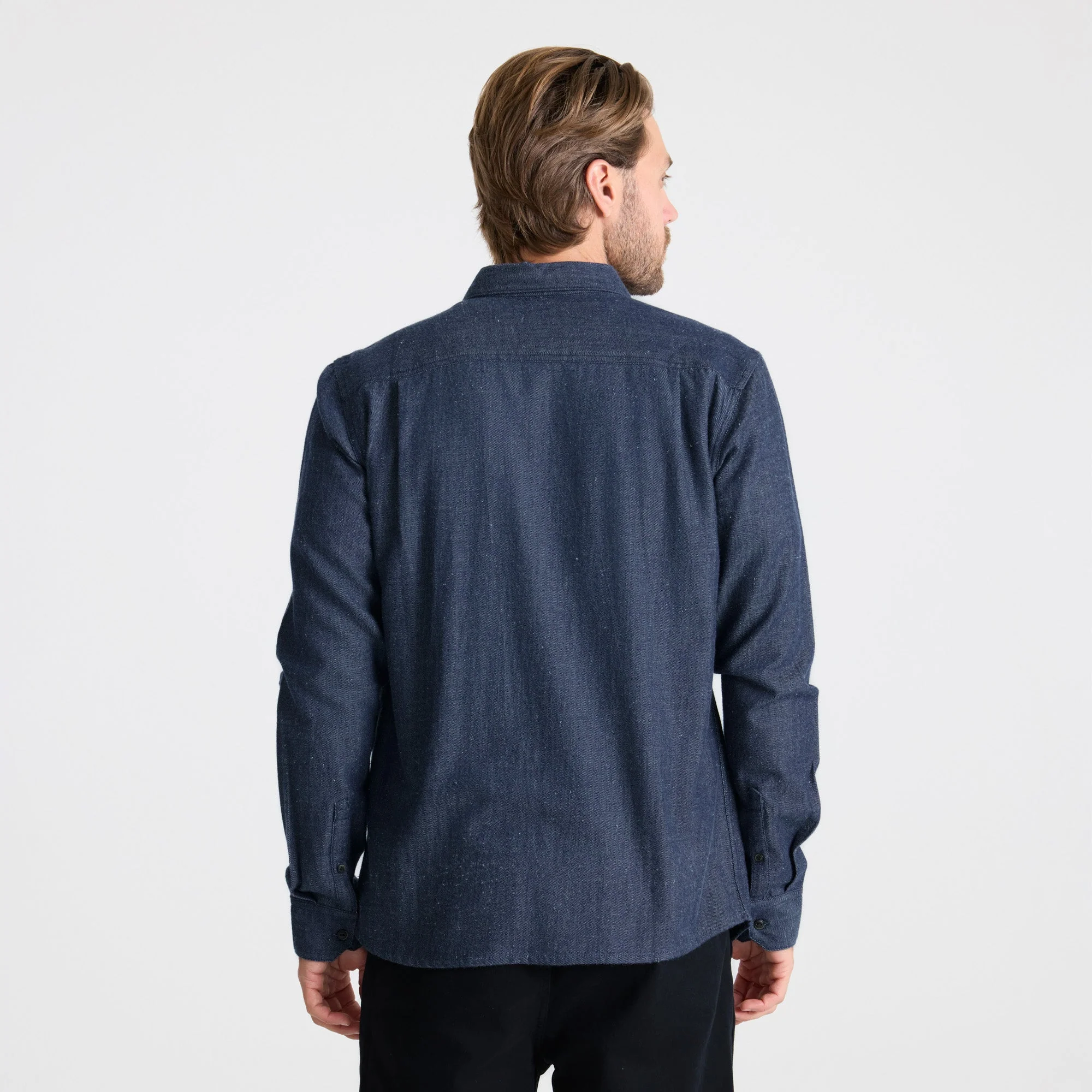 Scholar Chambray Long Sleeve Shirt - Mid Indigo - Image 5